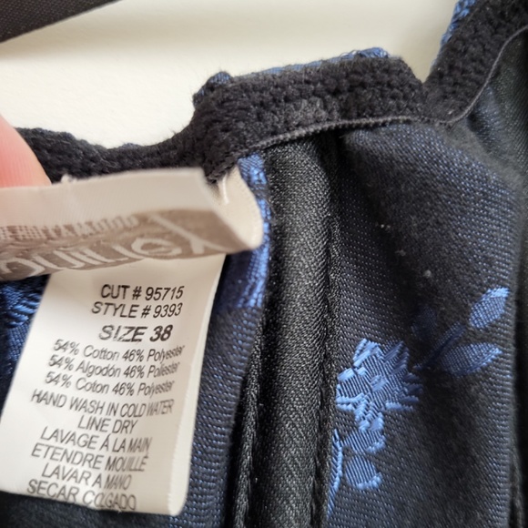 Vintage lace up corset black trim navy ruffle satin bustier top appliqué straps - Picture 9 of 9